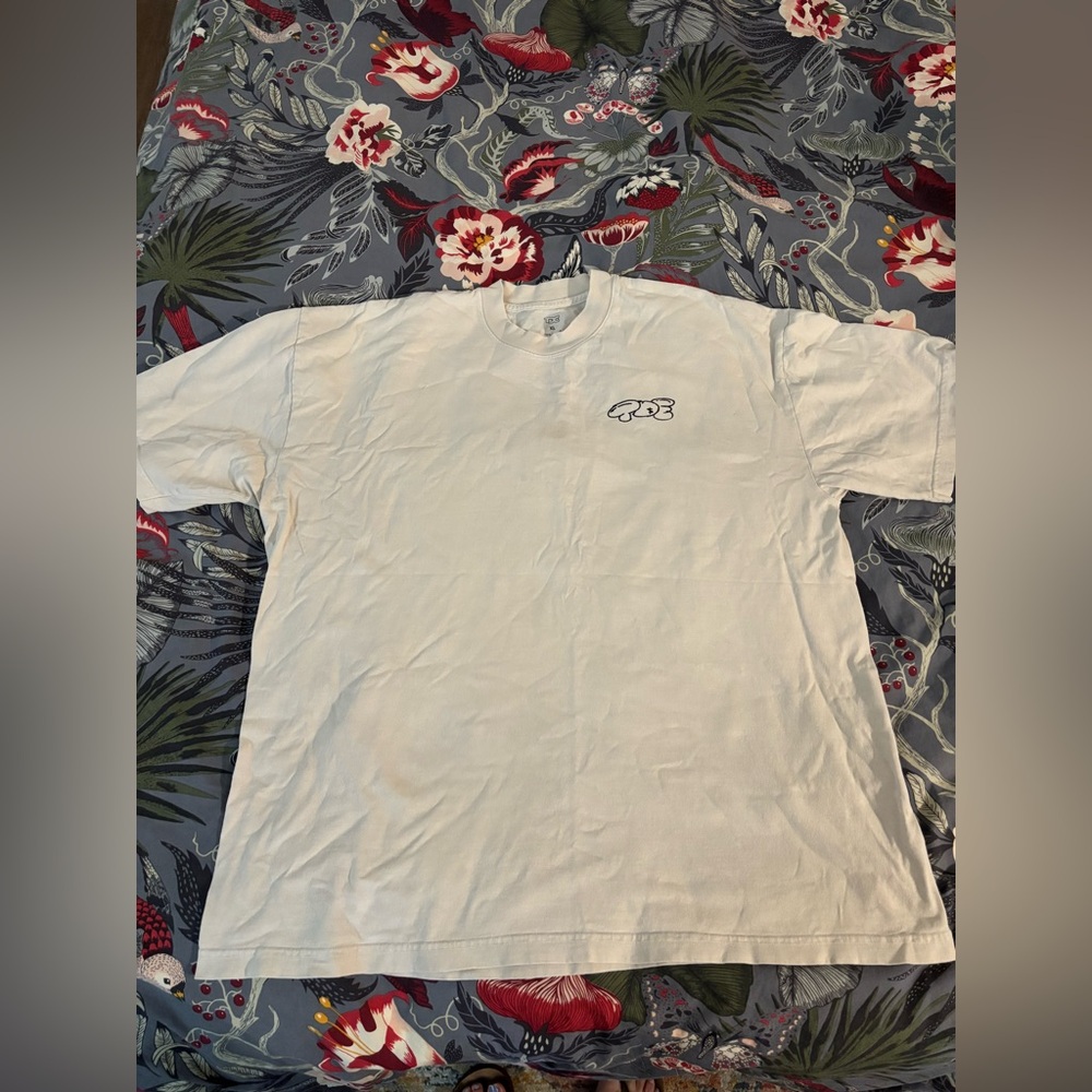 tde. White Short Sleeve Crewneck Tee with Small Chest Logo